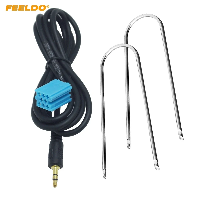 FEELDO 1Set Car 3.5mm Stereo Audio Aux Input Cable Adapter With Key Tools For Volkswagen Golf Passat B5 Bora Polo Blaupunkt