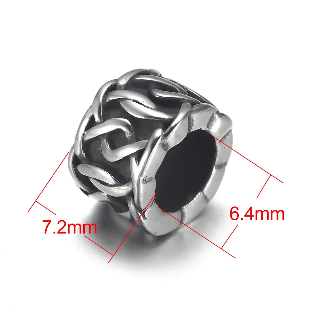 Stainless Steel Braided Cylinder Bead 6mm Large Hole for Jewelry Bracelet Making Metal Beads DIY Supplies Parts