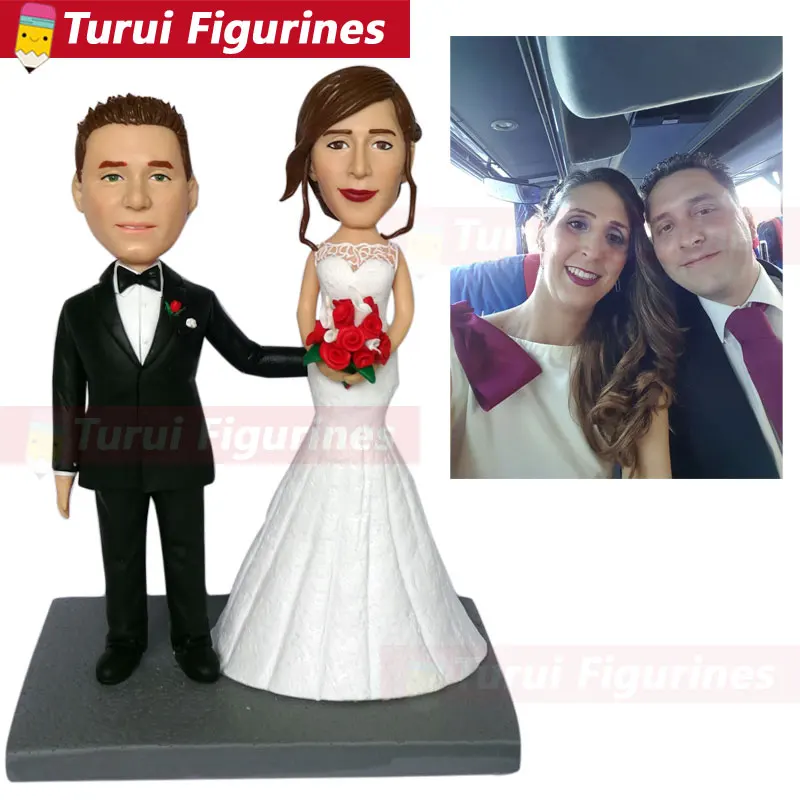 custom wedding couple bobble head wedding cake topper bobblehead personalized figurines Ornaments Personalized home decorations