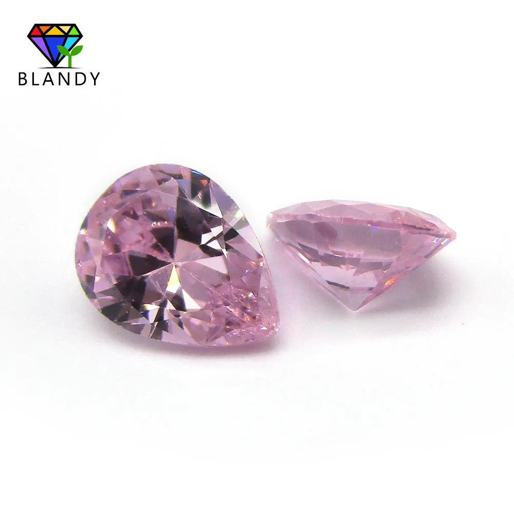 Hot Sale 2x3~13x18mm Pear Shape Pink Color Cubic Zirconia Stone Machine Cut Loose CZ Stone Synthetic Gems For Jewelry Making