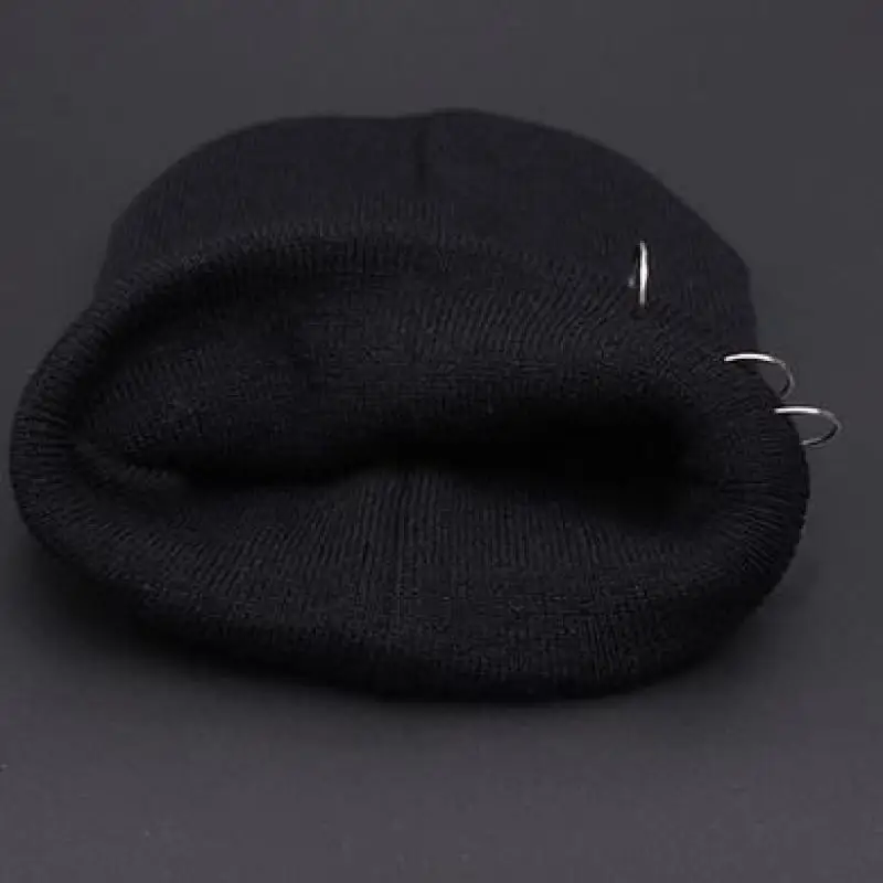 COKK Autumn Winter Hats For Women Girls Knitted Cap With Ring Hip Hop Korean Bonnet Beanie Hat Female Stretch Hats Gorras Black