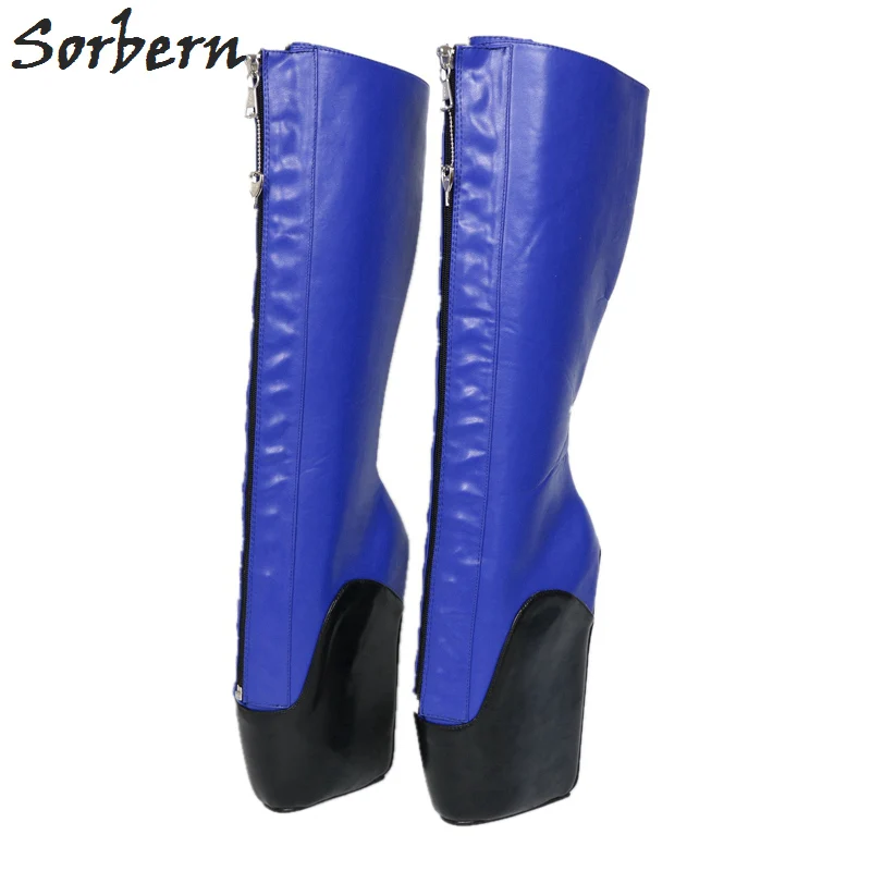 

Sorbern Trendy Shoes Women Ballet Wedge Heels Knee High Custom Wide Calf Fit Shoes Plus Size 45 Lace Up Front Zippr High Heel