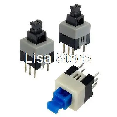 3pcs Nice 6 Pins Blue Botton  Momentary DPDT Tact Tactile Push Button Switches 7x7mm