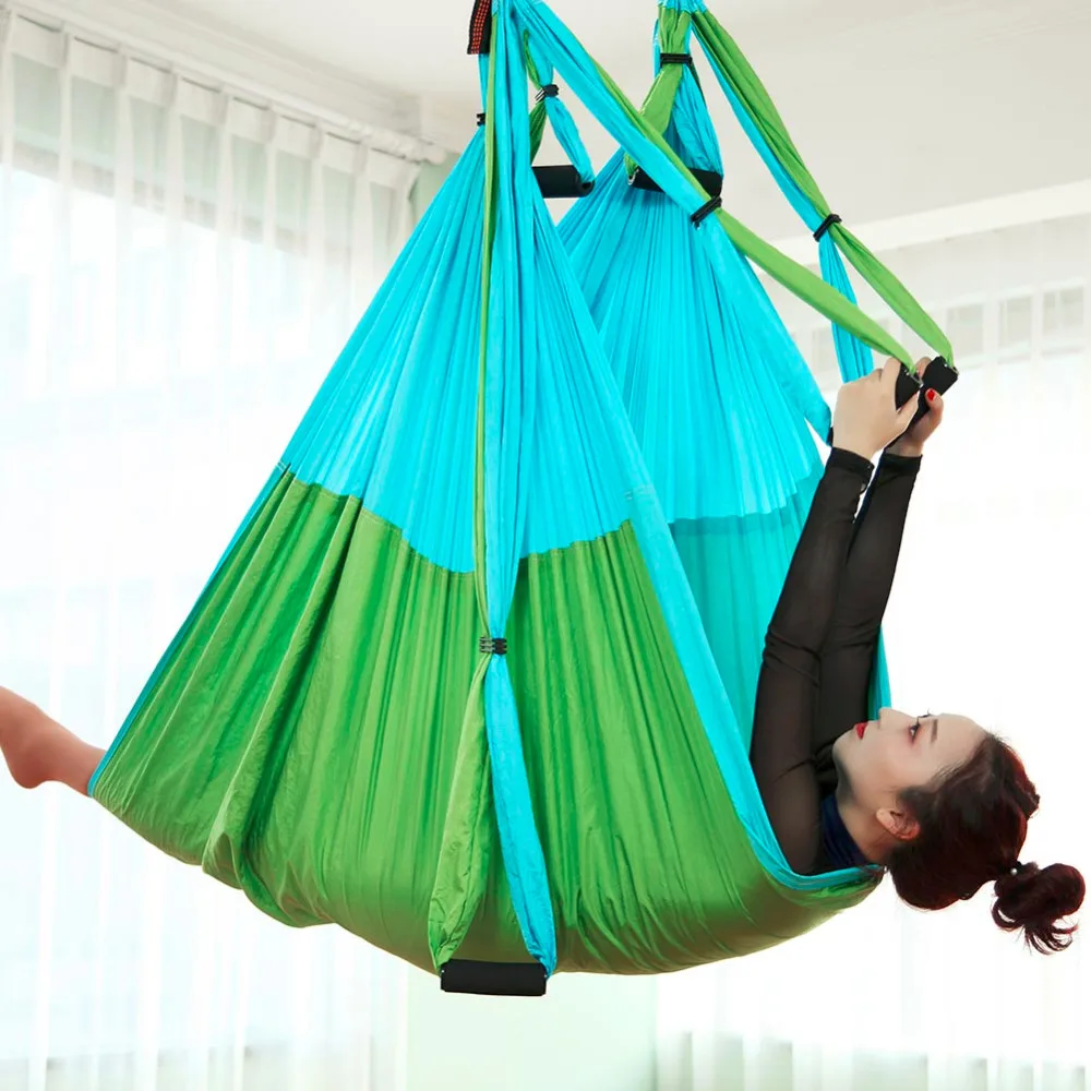 Aerial Yoga Hammock Set Trapeze Inversion Equipment Yoga Swing for Home Gym Hanging with Carry Bag and Extension belt