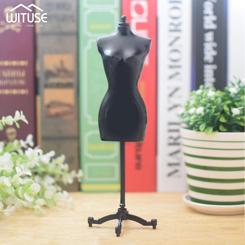 4Pcs Dolls Mannequin House Tailors Dummy Dress Female Figure Mannequin Model Display Stand Accessory Black Color