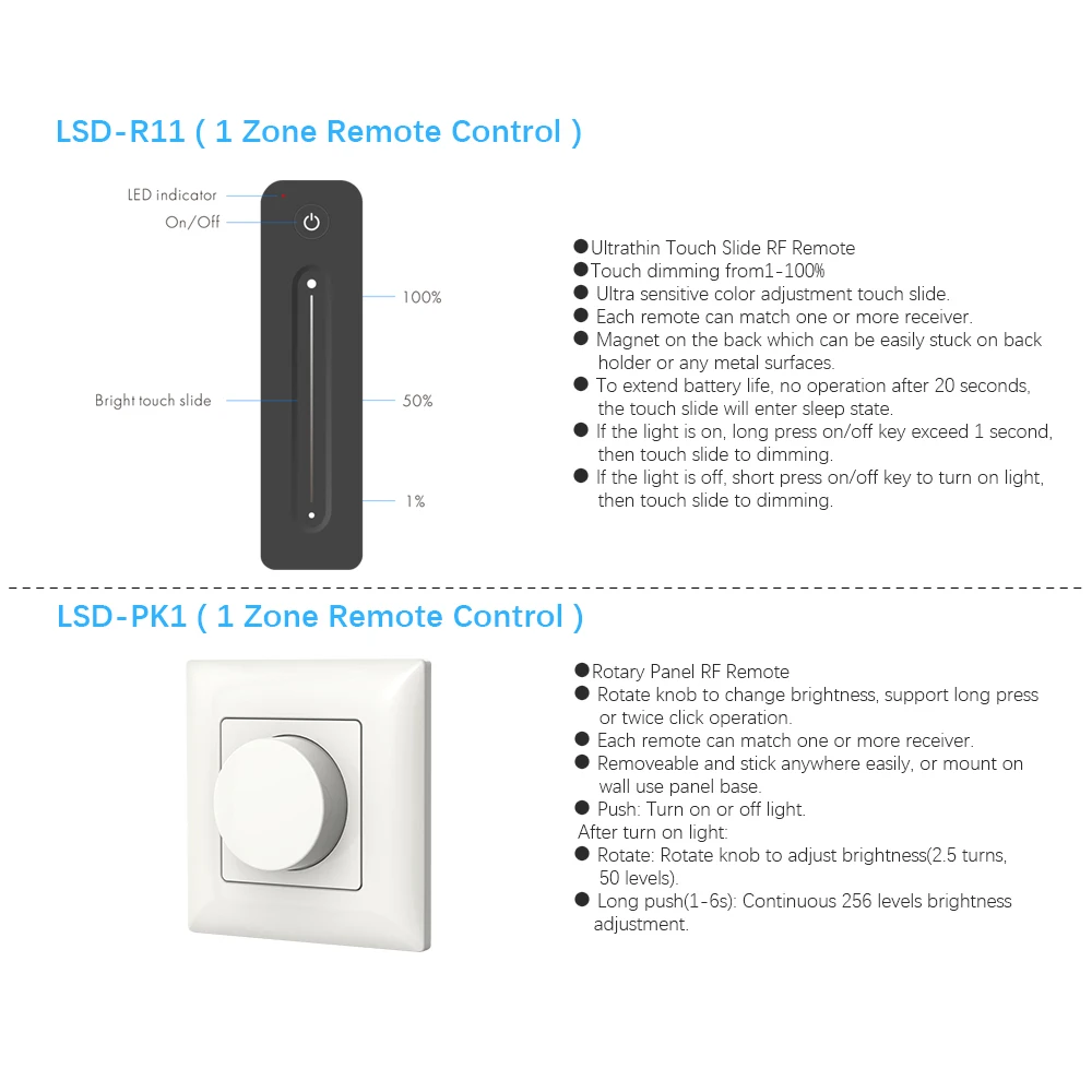 LED Dimmer Switch 12V 24V PWM 2.4G LED Touch RF Wireless Remote 5V 36V Smart Wifi Dimmer Controller for Single Color LED Strip