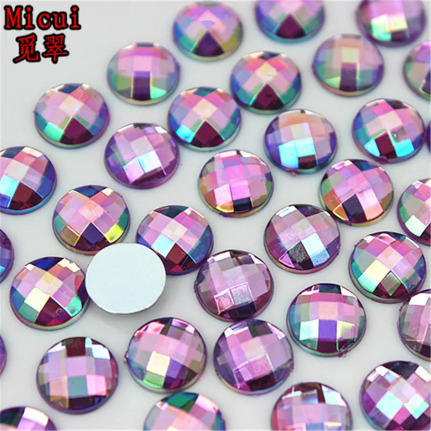 Micui 6/8 millimetri di Cristallo AB Rotonda Acrilica Del Chiodo Rhinestones Flatback Colla Sul Non Hotfix Pietre Appliques Per Le Imbarcazioni FAI