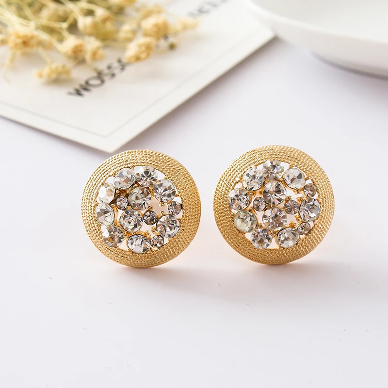 COWNINE Hot New Gem Stone Rhinestone Vintage Clip Earrings For Women Jewelry Metal Flower Antique golden Plated brincos bijoux