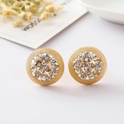 COWNINE Hot New Gem Stone Rhinestone Vintage Clip Earrings For Women Jewelry Metal Flower Antique golden Plated brincos bijoux