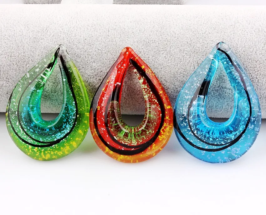 Fashion Wholesale 6pcs Handmade Murano Lampwork Glass Mixed Colorful Drop Pendants Charms Pendants