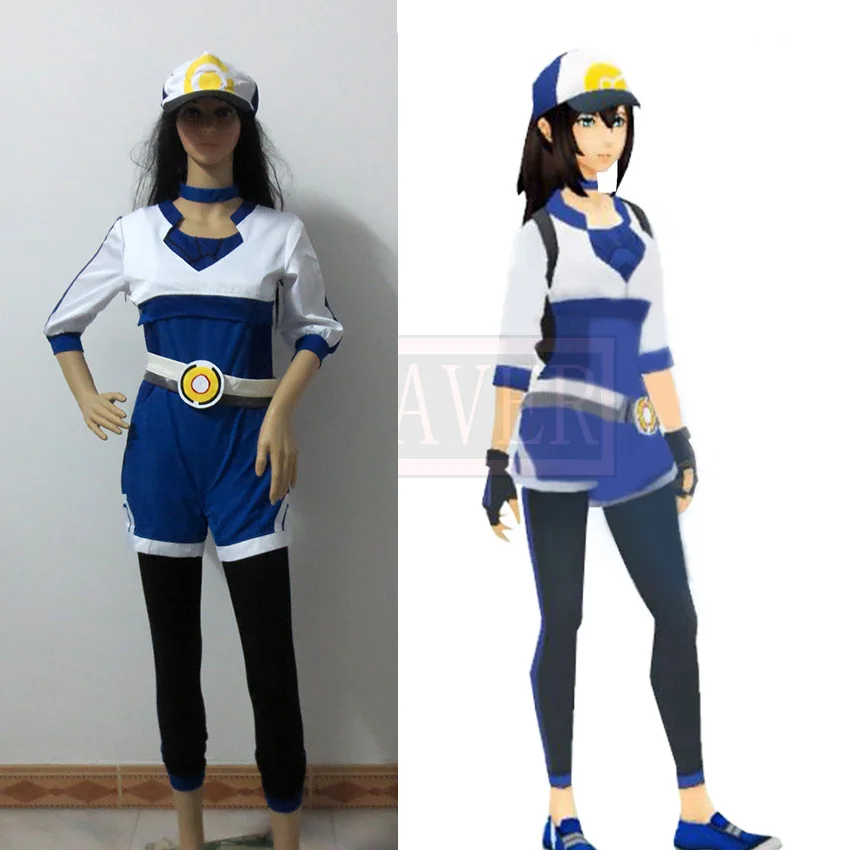 

Hot Go Team Cosplay Costume Hot Go Trainer Uniform Team Valor Instinct Mystic Outfit With Hat Blue Version Custom Made