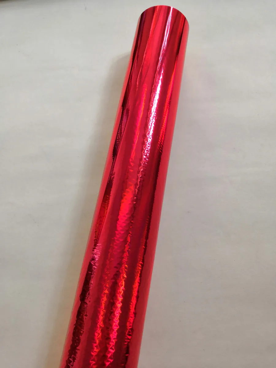 

Hot stamping foil red color plain holographic foil hot press on paper or plastic 21cm x120m heat stamping film