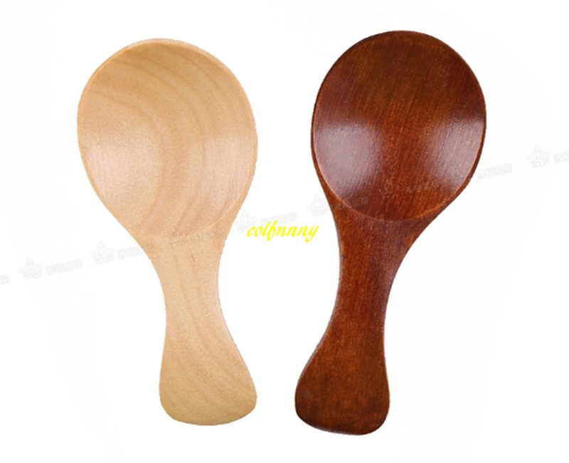 100pcs/lot 8cm Naturel Wooden Coffee Tea Sugar Salt Spoon Scoop Kitchen Utensil Set MINI Wood Spoon