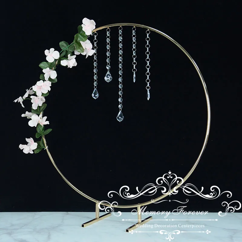 

10PCS 66 cm Tall Floral Wreath Gold Flower Stand Wedding Hoop Centerpiece Round Decorative Vase Rustic Ring Display Rack