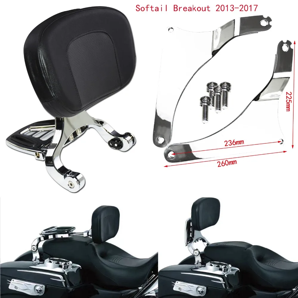 Adjustable Passenger & Driver Backrest Chrome Sissy Bar& Black Seat For Harley Softail Breakout 13-17 FLSTC 00-17 Touring 09-17