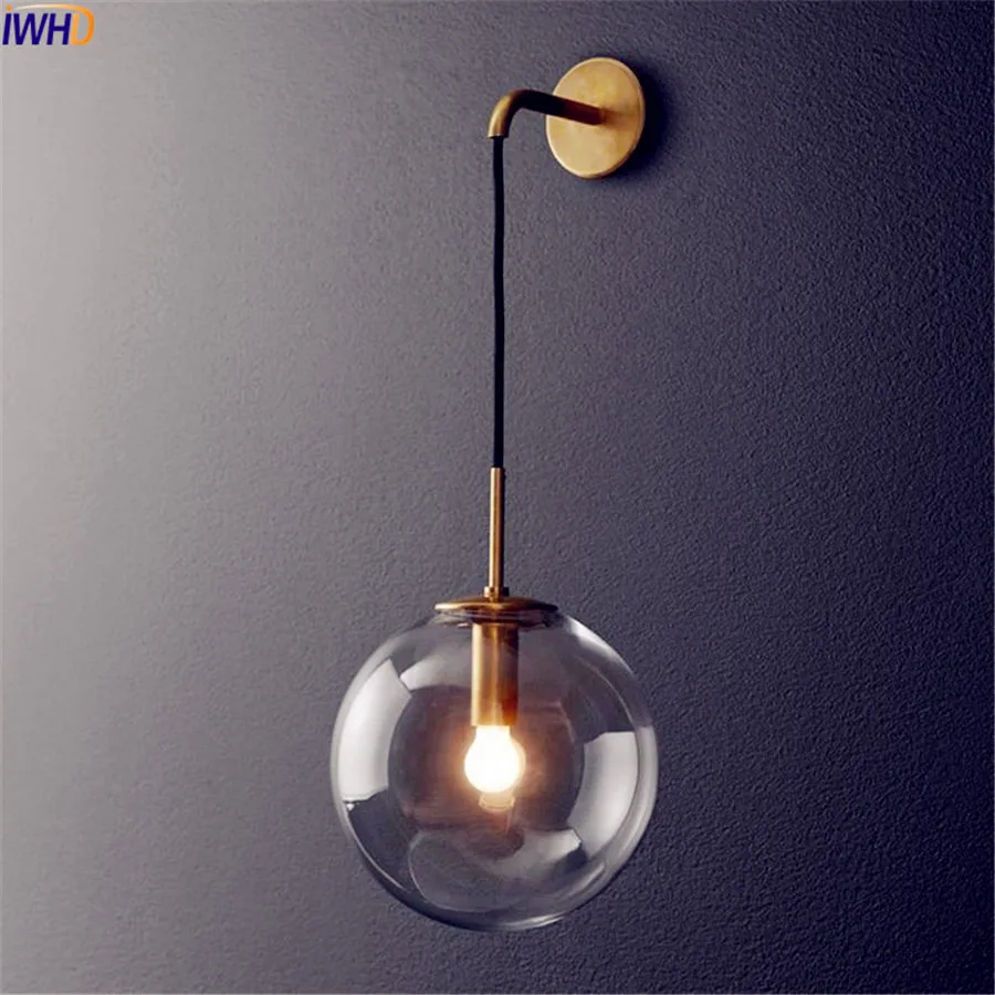 Nordic Modern LED Wall Lamp Glass Ball Bathroom Mirror Beside American Retro Wall Light Sconce Wandlamp Aplique Murale