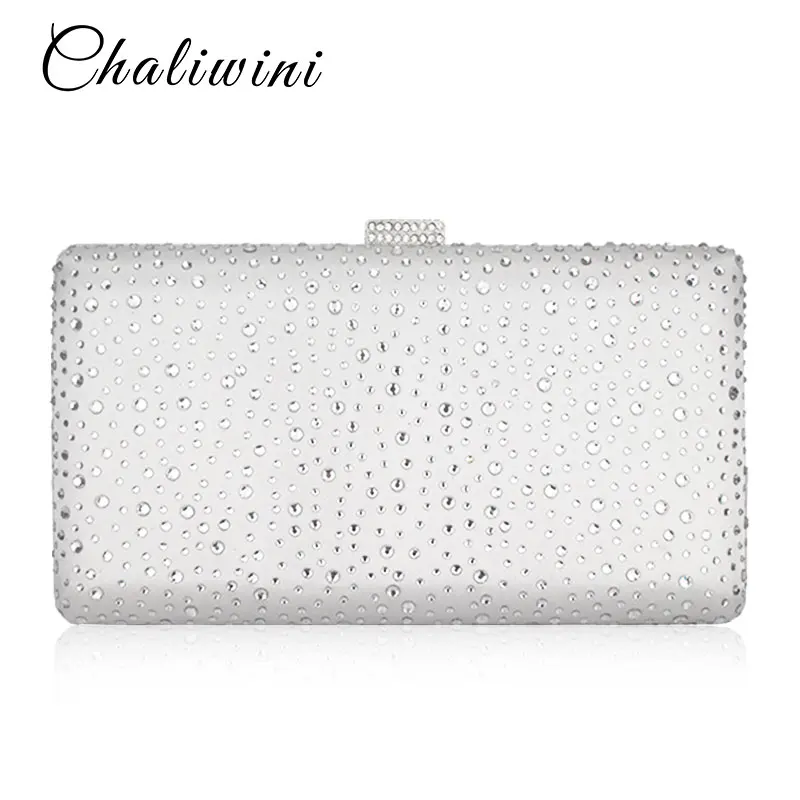 Dazzling 3 Color Golden Crystal Clutch Evening Bag Wedding Party Box Handbag And Purse Women Minaudiere Bag