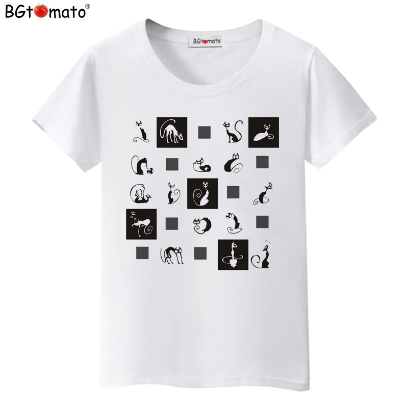 Creative design cats printing T-shirts New trendy summer Tops women original brand good quality casual Tees