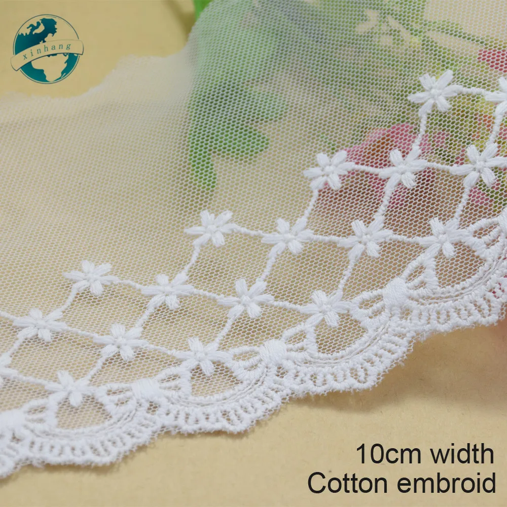 3yards 10cm Wide Cotton Embroidery Sewing Ribbon Guipure Lace Trim Fabric Warp DIY Garment Accessories African Lace#3002