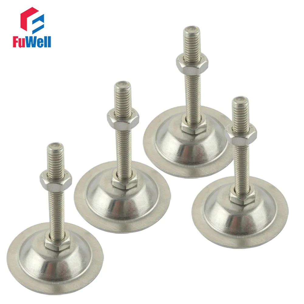 

4pcs D47 Adjustable Foot Cups M8x60/M8x80/M8x100/M10x60/M10x80/M10x100mm Thread Articulated Feet 47mm Base Leveling Foot