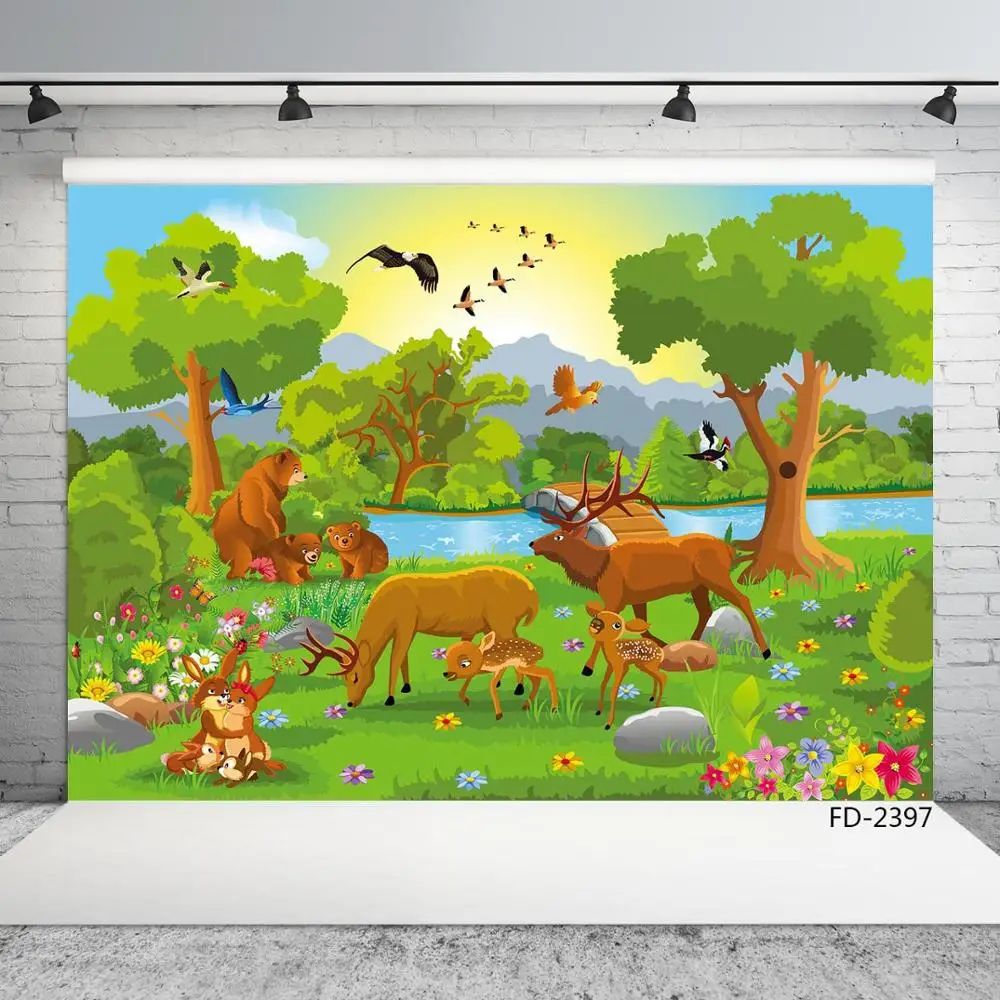 Animals Jungle Safari Vinyl Cloth Photography Backdrops For Baby Children Photo Studio Photobooth Camera Photo Shootings