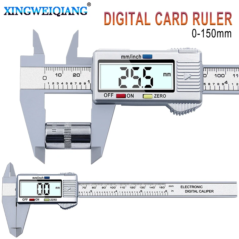Xingweiang-lcd Digital Vernier Caliper Fibra de Carbono Eletrônica Medidor de Altura Instrumentos de Medição Micrômetro 150 mm