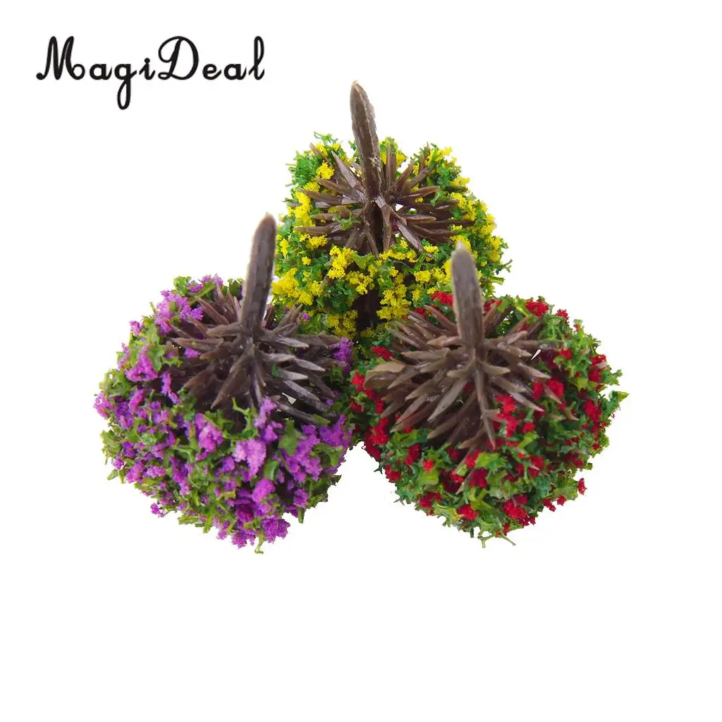 MagiDeal 30Pcs/Lot Mixed 3 Colors Flower Model Train Trees Ball Shaped Scenery Landscape 1/100 Scale for Railway Road Kids Toy image 6