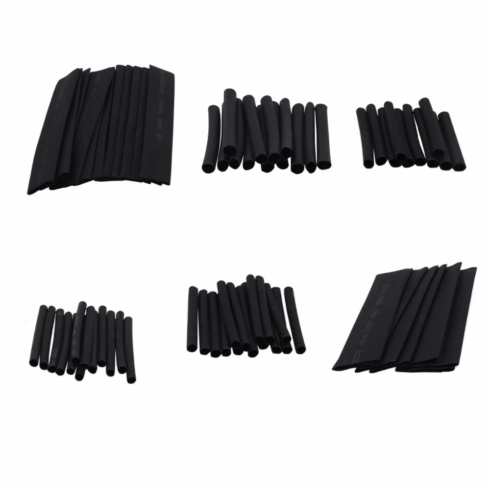 127/164/328/530 pz/set tubo termoretraibile assortito nero/involucro di filo colorato guaina del cavo di isolamento elettrico 2-13mm