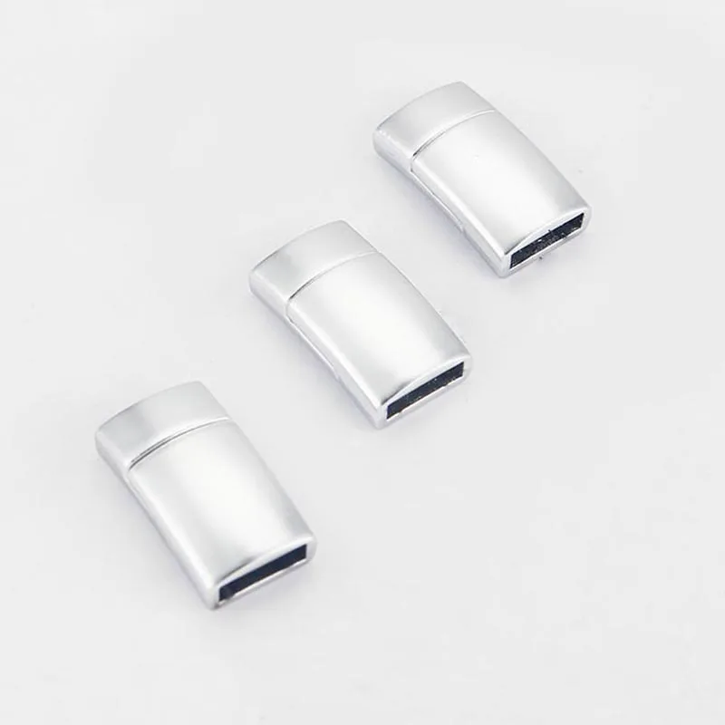 5Sets Sliver Plated Tone Strong Magnetic Smooth Clasp For 5mm 10mm Flat Leather Cord Bracelet Jewelry Accessories Findings