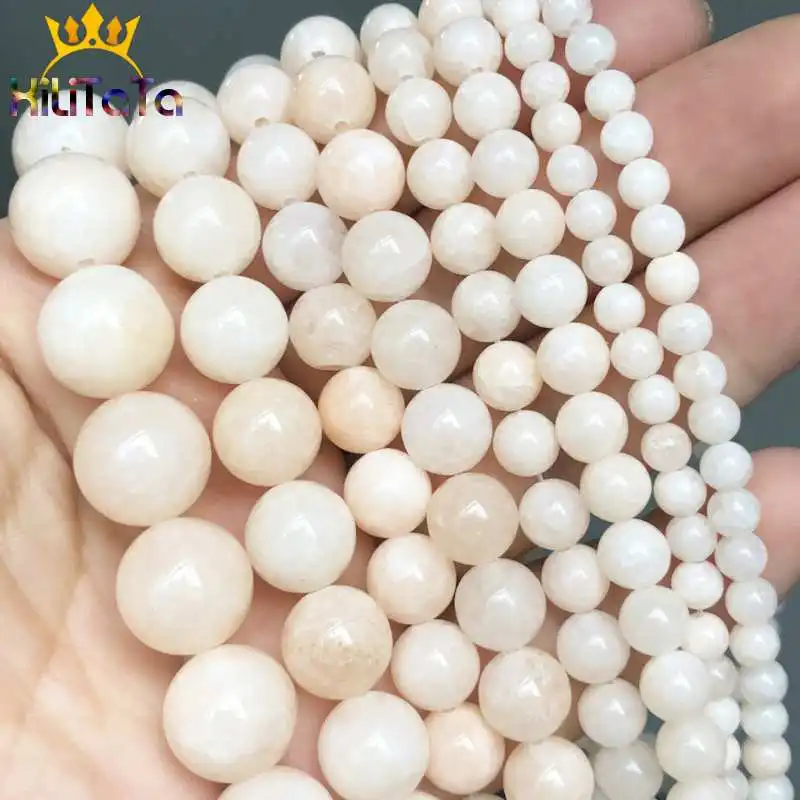 Natural Stone Light Yellow Angelite Beads Round Loose Stone Beads For Jewelry Making DIY Bracelets Accessories 15\