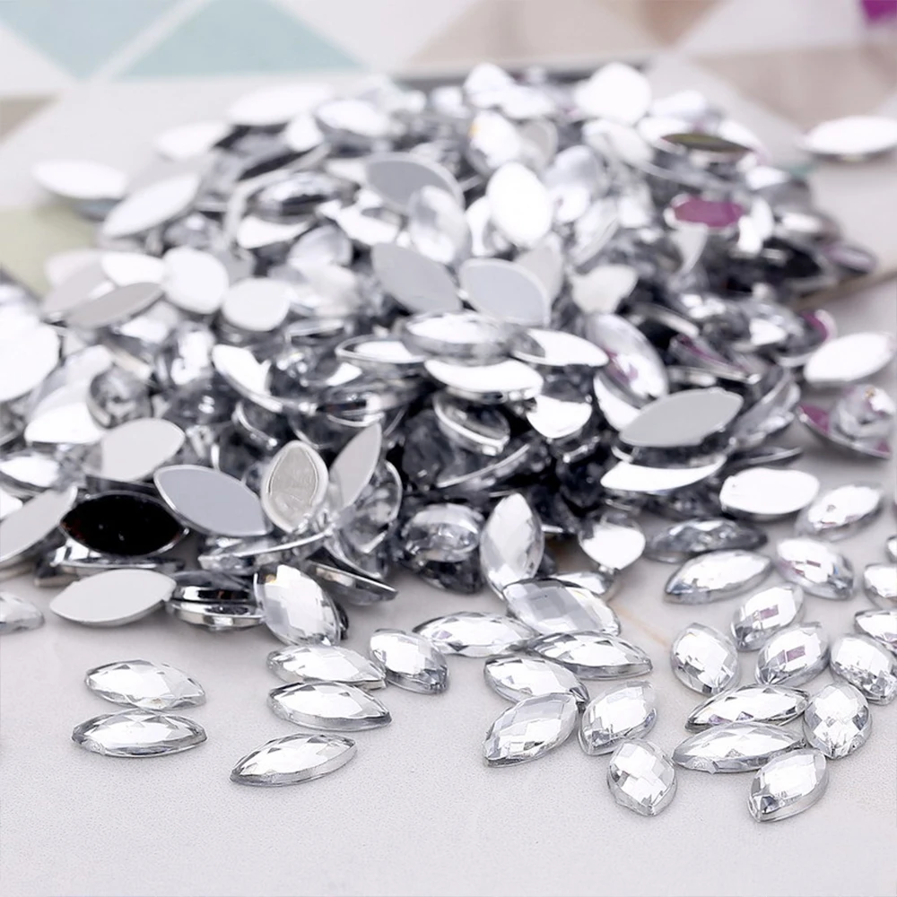 50pcs packing 5x10mm sewing crystal Flatback Rhinestones Sew On Crystals Stones Horse Eye Acrylic Strass For DIY Clothes Crafts