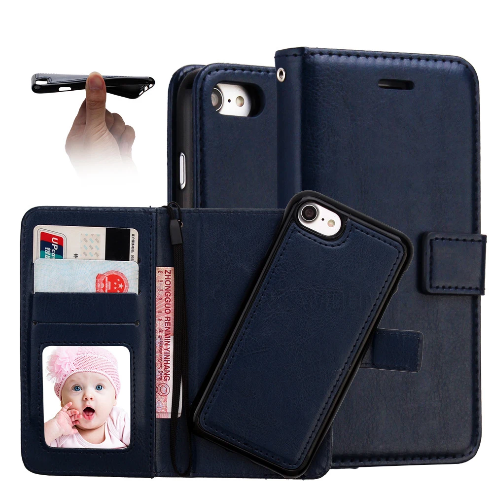 60 pcs Wholesale High Class 2 in 1 Leather Case for Samsung S8 S8 Plus Detachable TPU Rear Cover Case with Card Holder