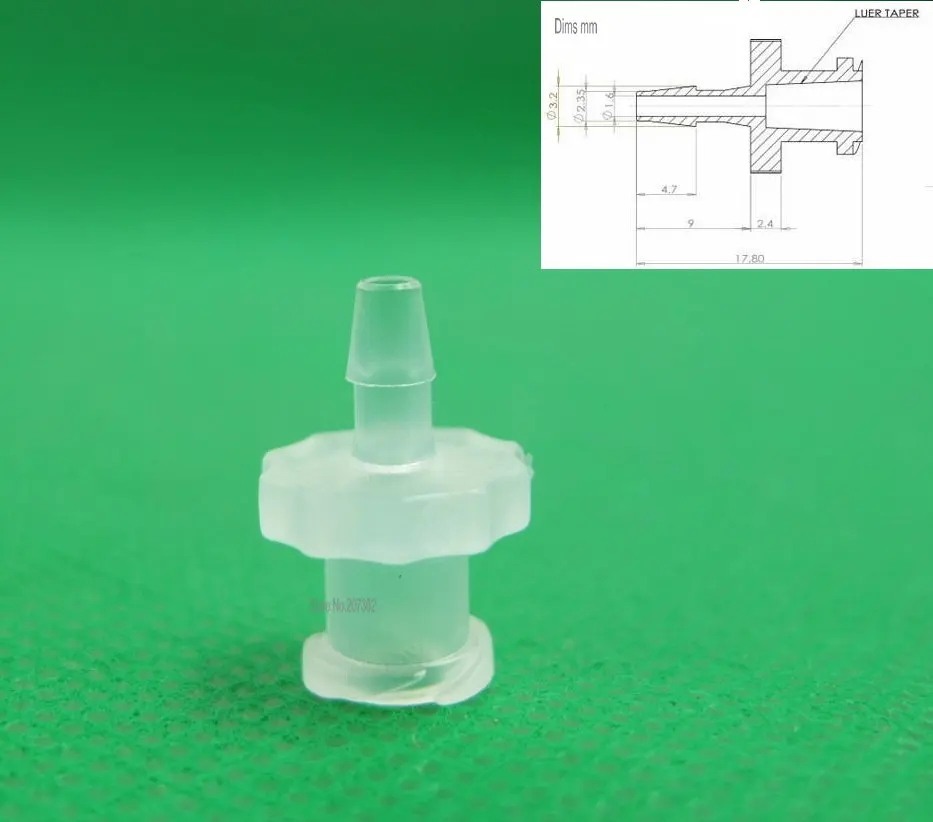 Pack of 10 x 	3/32inch-Barb Female Luer Tapered Syringe Fitting (polyprop) ,Luer Lock  Tapered Connector