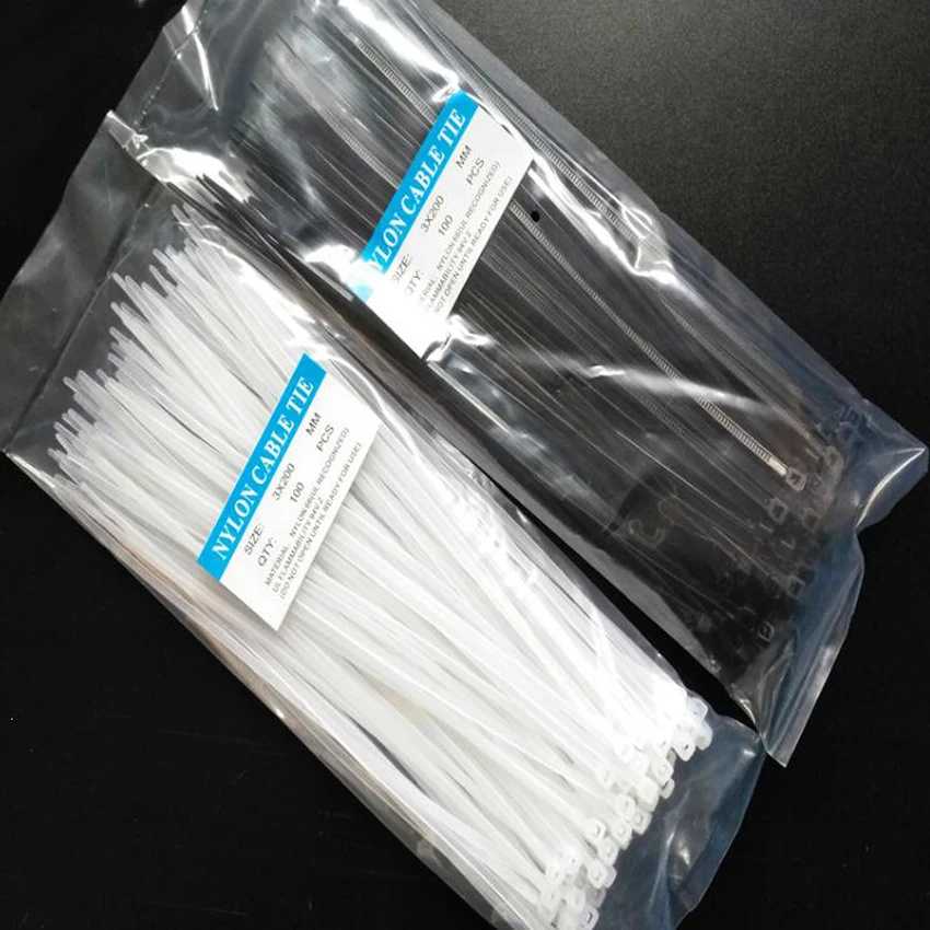 Hot selling  100PCS/bag 3*200mm width 2.5mm Colorful Factory Standard Self-locking Plastic Nylon 8'' Cable Ties,Wire Zip Tie