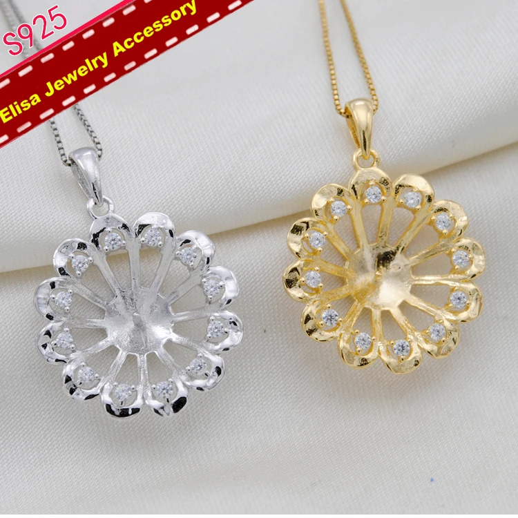 Pendant Accessory S925 Sterling Silver Pendant Holder Women DIY Pendant Components Silver&Gold Color 3Pcs/Lot