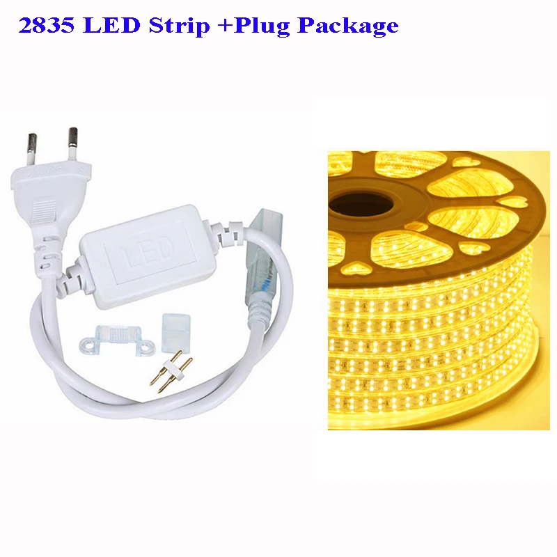 

Plug + 5M 2835 Led Strip 156leds/M Waterproof High Pressure Patch Flexible Lighting 220V Double Row Light Ribbon Tape Lamp