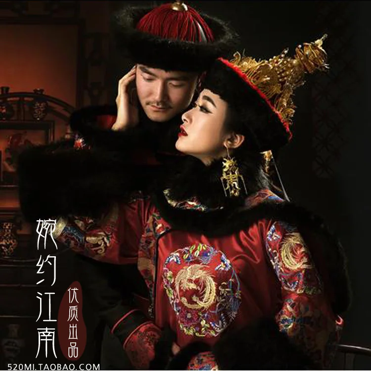 

Gu Meng Qing Dynasty Qifu Winter Costume for Lover's Men and Women's Costume Sets Elegant Classic Gorgeous Costume