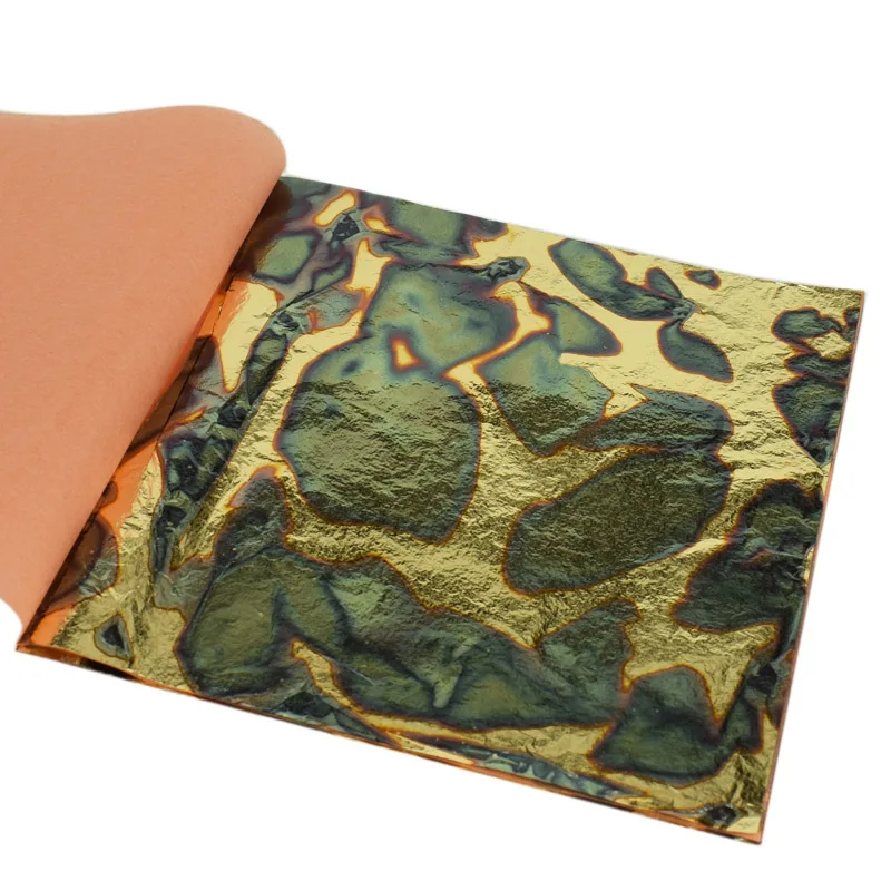 3 Colors Variegated Gold Foil Leaf - Red Green Blue Gold Leaf Each Color One Booklet total 3 booklets 15pcs - 14x14 cm