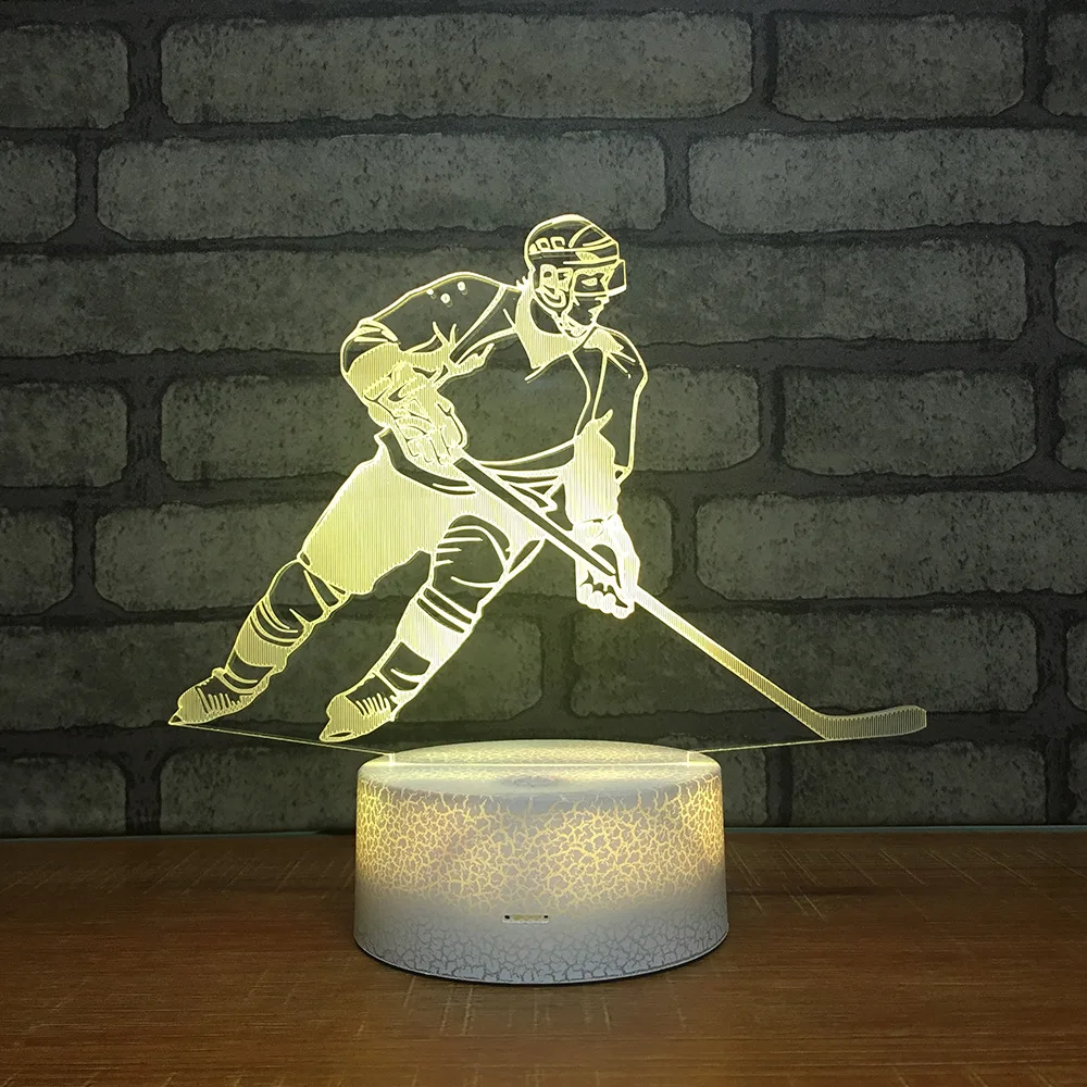 

7 Color Change Hockey 3d Light Fixtures Novelty Usb Led Led Night Light Christmas decorative lights Kids Lamp