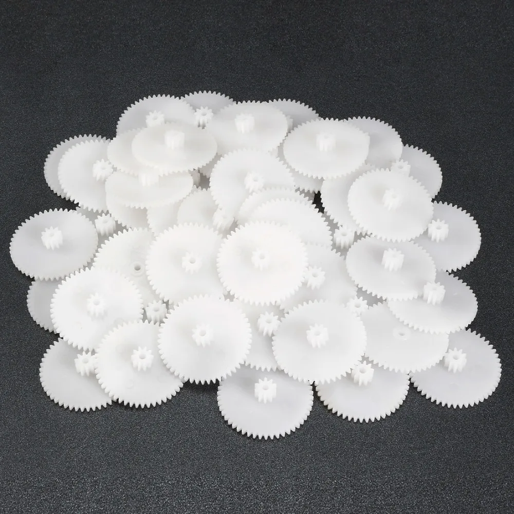 Uxcell 50pcs Plastic Gear Toy Accessories with 50T 56T 48Teeth for DIY Cars Robot Motor Model 50102A 562A 482A