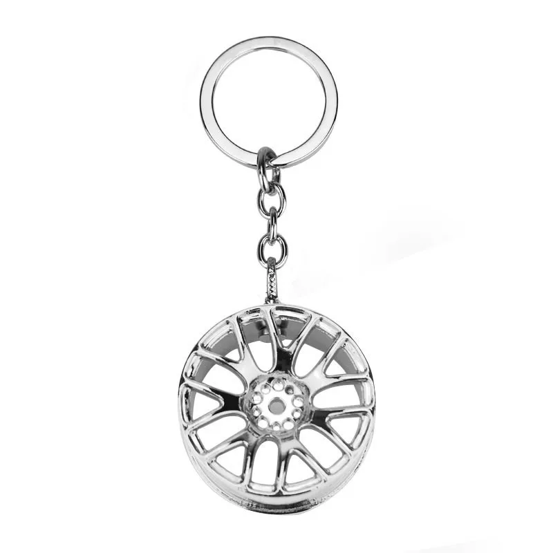 Car Styling Metal Keychain Cool Luxury Wheel Hub Key Ring Fit For Car Audi Toyota Honda Ford Key Holder Accessories Gift