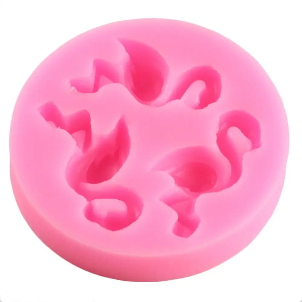 3D Flamingos Silicone Molds Fondant Baby Birthday Cake Decorating Tools Resin Polymer Clay Jewelry Mould Candy Chocolate Moulds images - 6