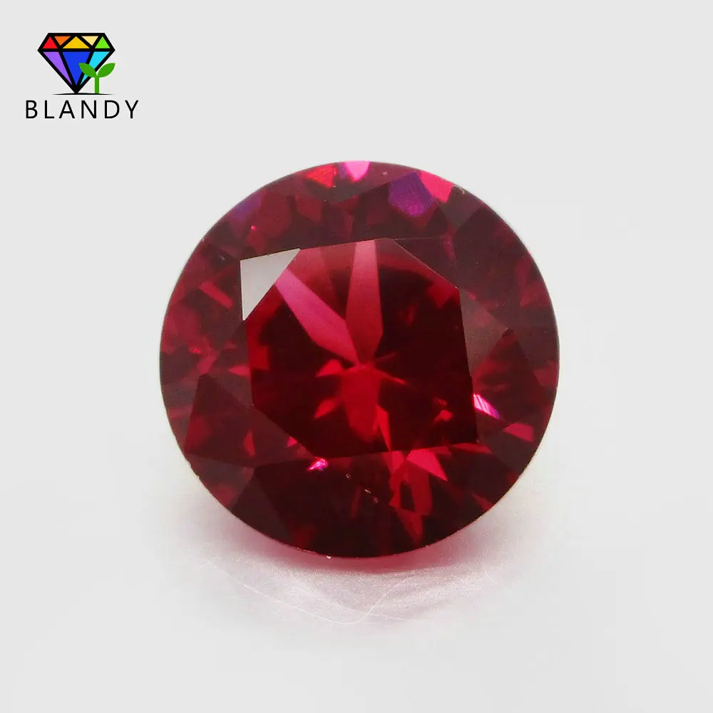 3.0~12mm AAAAA Quality Loose #5 Red Stones Round Brilliant Cut Corundum Stone Synthetic Gems For Jewelry