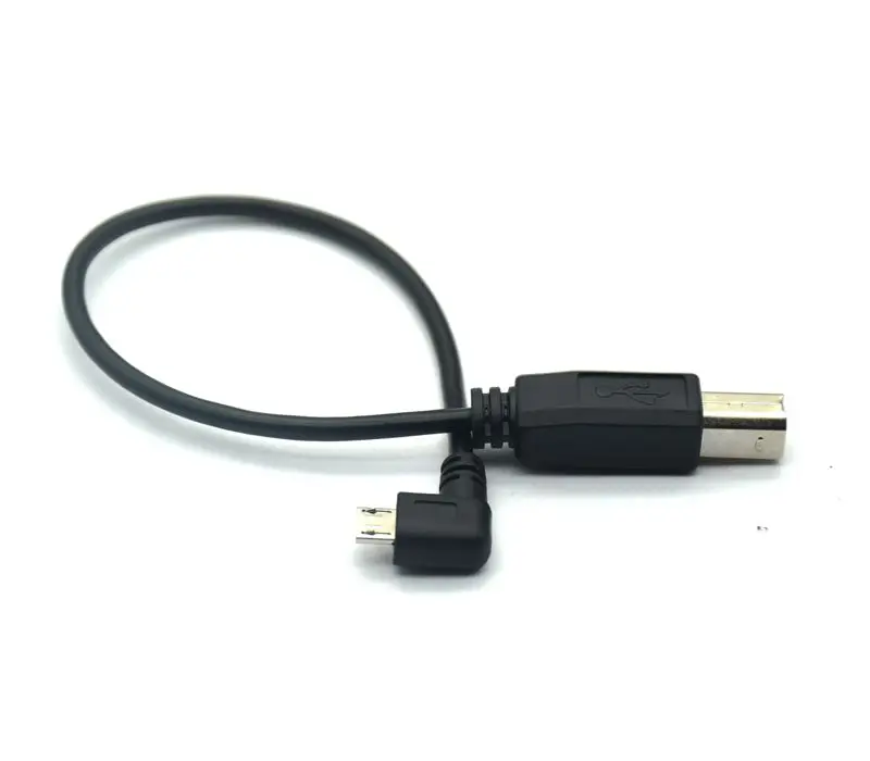 25cm USB 2.0 standard B Male to USB Micro 5 pin 5pin Male Right Angled 90 degree data Cable for tablet HUB hard disk printer