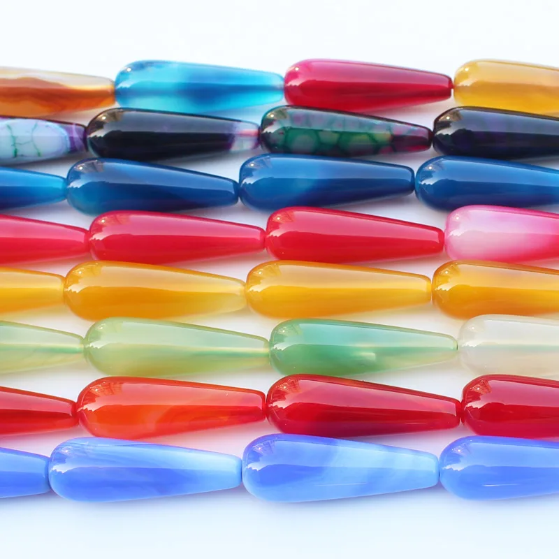 

10x30mm Multi-color Water drop agates beads 13pcs ,Jewelry Making Beads , can mixed wholesale!