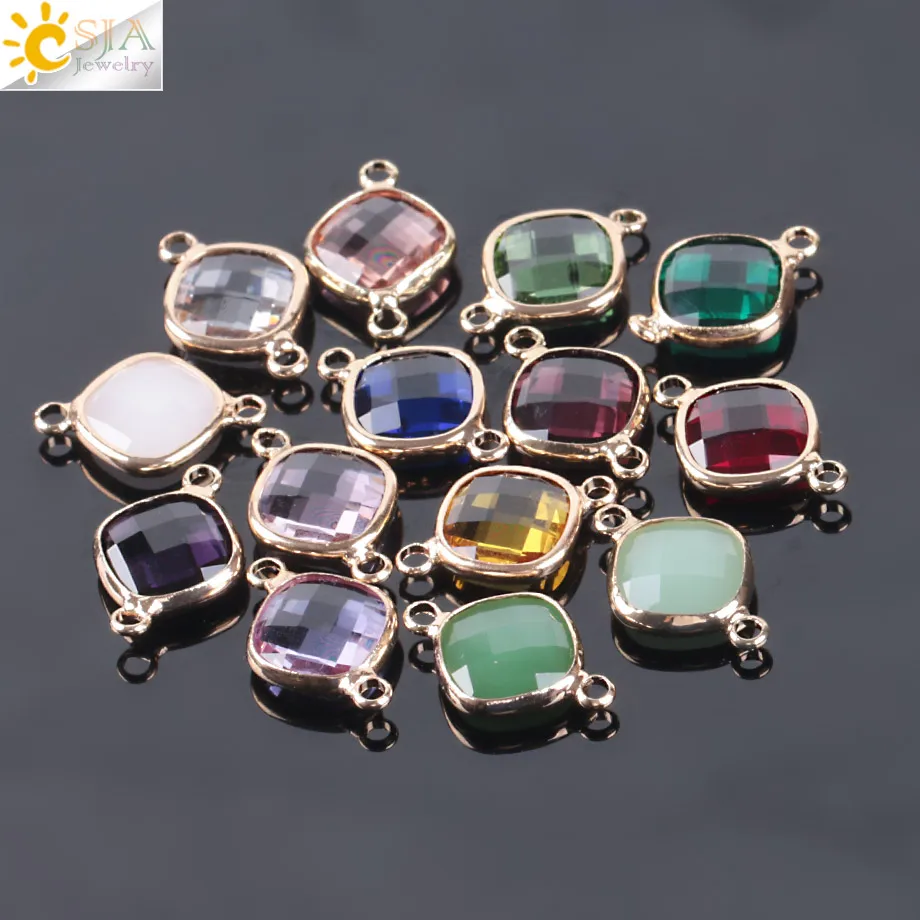CSJA-Cuentas de cristal de Murano de tamaño pequeño, conector de cuentas sueltas facetadas de doble agujero para pendientes, accesorios de joyería