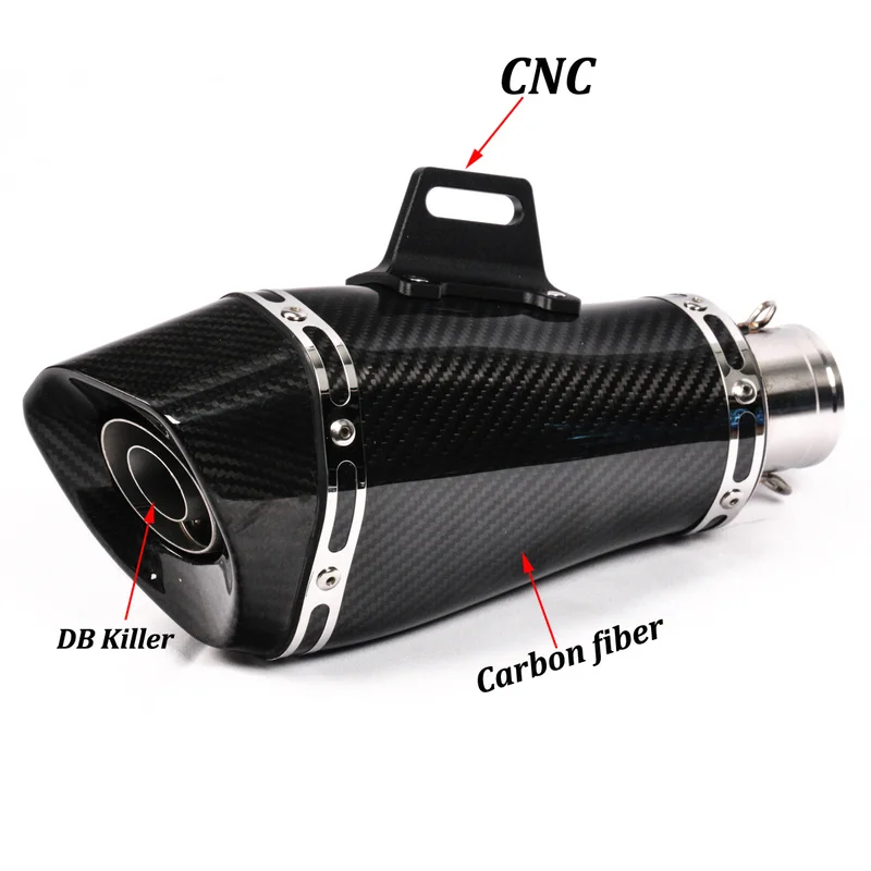 Universal 38~51mm Real carbon fiber+stainless steel Motorcycle Exhaust Muffler Modified With DB Killer For Z900 GSXR750 CBR500