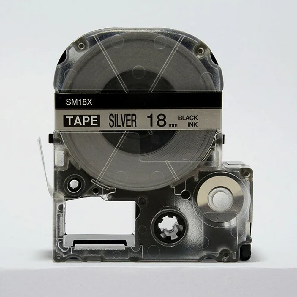 

1 pcs/lot black on matte silver SM18XC 18mm label tape KINGJIM LC tape cartridge for Tepra Labelworks printer