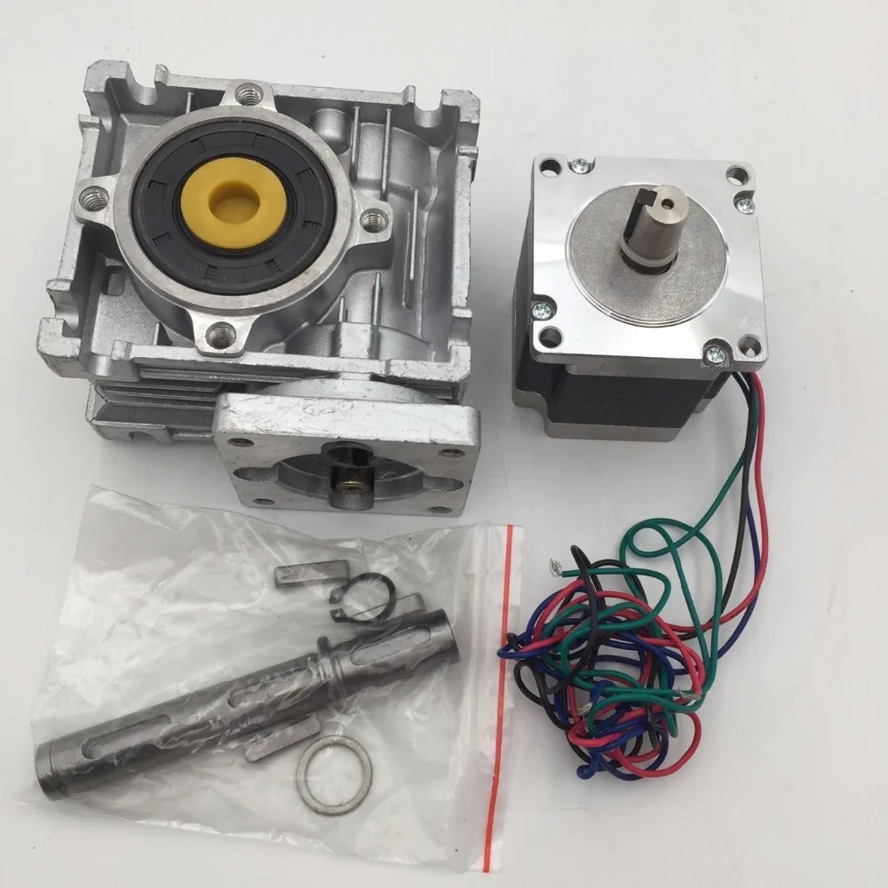 Nema23 Worm Geared 10:1 Gearbox 57mm Stepper Motor L76mm 3A 4Lead Hybrid Stepper Speed Reducer Kit