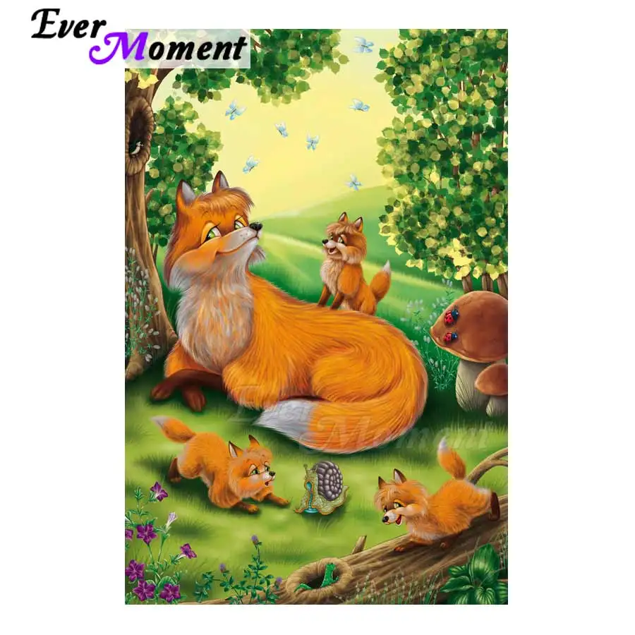 Ever Moment Diamond Painting Handmade Fox Mosaic Full Square Drill Mosaic Picture Of Rhinestone Diamond Embroidery ASF1436